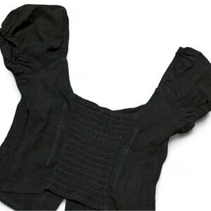 Mary Wyatt Button-Up Blouse with Puff Sleeves